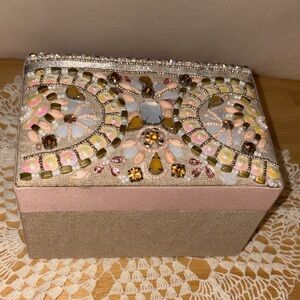 Pier 1 Pink and Gold Embellished Jewelry Box